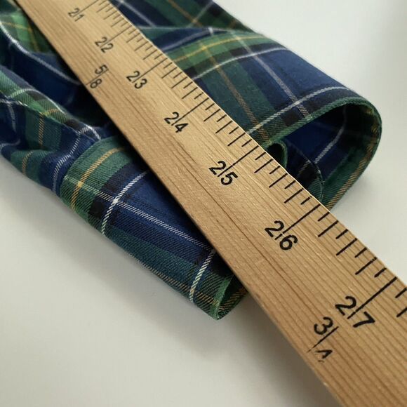 L.L. Bean Shirt Mens Size XL Blue Green Plaid Button Up Wrinkle Resistant Preppy - Picture 5 of 7